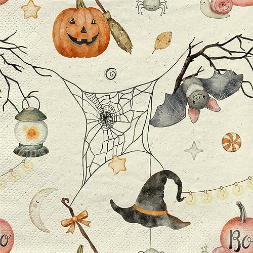 20 kleine Cocktail-Servietten Halloween Lust auf Halloween als Tischdeko. Papierservietten mit Motiv. Auch für Decoupage und Serviettentechnik 25x25cm von Fasana