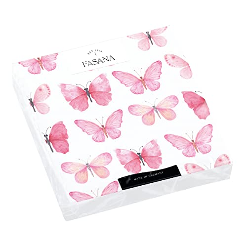 20 kleine Cocktail-Servietten Kleine Schmetterlinge rosa | Sommer | Tiere | Natur | Tischdeko | Decoupage | Serviettentechnik 24x24cm von Fasana