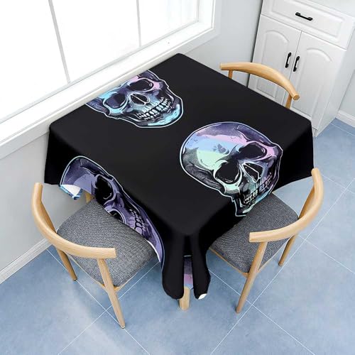 Fasbuy Halloween Tischdecke Abwaschbar, Quadratisch TischdeckenTischtuch aus Polyester Wasserabweisend mit Lotuseffekt, Draußen Tischwäsche Tischtuchklammern (Blau,60x60cm) von Fasbuy