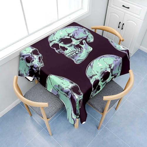 Fasbuy Halloween Tischdecke Abwaschbar, Quadratisch TischdeckenTischtuch aus Polyester Wasserabweisend mit Lotuseffekt, Draußen Tischwäsche Tischtuchklammern (Grün,60x60cm) von Fasbuy