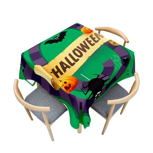 Fasbuy Halloween Tischdecke Abwaschbar, Quadratisch TischdeckenTischtuch aus Polyester Wasserabweisend mit Lotuseffekt, Draußen Tischwäsche Tischtuchklammern (Grün,60x60cm) von Fasbuy