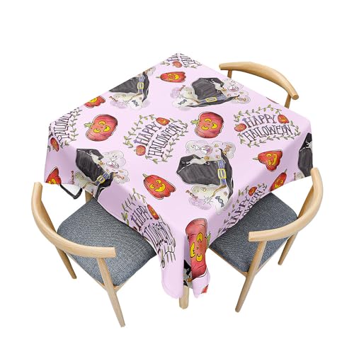 Fasbuy Halloween Tischdecke Abwaschbar, Quadratisch TischdeckenTischtuch aus Polyester Wasserabweisend mit Lotuseffekt, Draußen Tischwäsche Tischtuchklammern (Kürbis,180x180cm) von Fasbuy