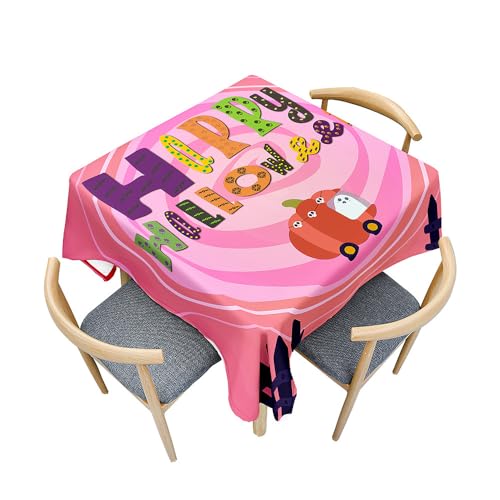 Fasbuy Halloween Tischdecke Abwaschbar, Quadratisch TischdeckenTischtuch aus Polyester Wasserabweisend mit Lotuseffekt, Draußen Tischwäsche Tischtuchklammern (Rosa,140x140cm) von Fasbuy