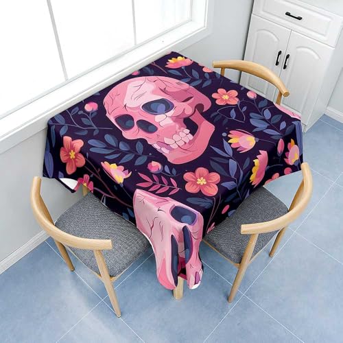 Fasbuy Halloween Tischdecke Abwaschbar, Quadratisch TischdeckenTischtuch aus Polyester Wasserabweisend mit Lotuseffekt, Draußen Tischwäsche Tischtuchklammern (Rosa,80x80cm) von Fasbuy