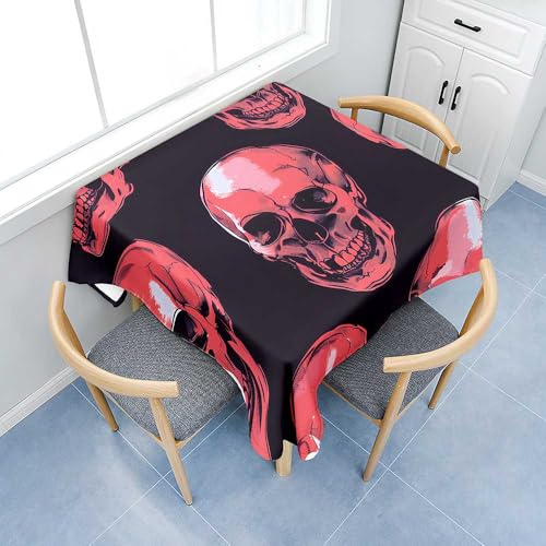 Fasbuy Halloween Tischdecke Abwaschbar, Quadratisch TischdeckenTischtuch aus Polyester Wasserabweisend mit Lotuseffekt, Draußen Tischwäsche Tischtuchklammern (Rot,80x80cm) von Fasbuy