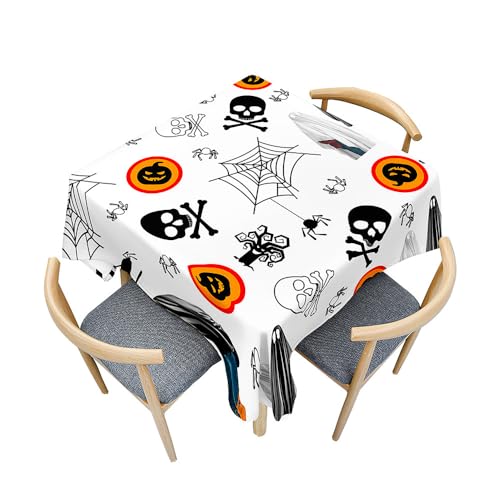 Fasbuy Halloween Tischdecke Abwaschbar, Quadratisch TischdeckenTischtuch aus Polyester Wasserabweisend mit Lotuseffekt, Draußen Tischwäsche Tischtuchklammern (Spinne,200x200cm) von Fasbuy