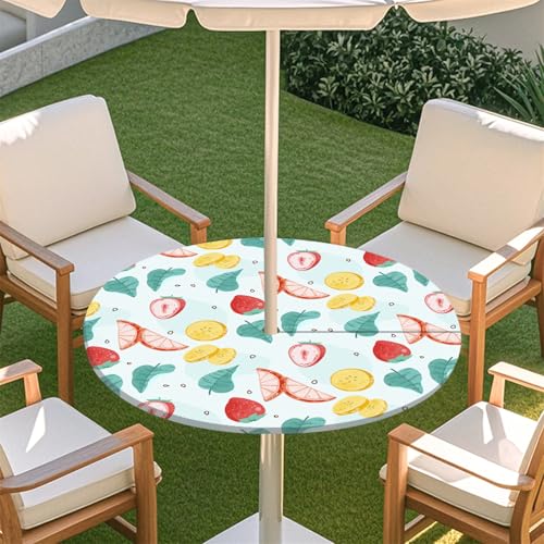 Fasbuy Obstdruck Rund Tischdecke mit Loch Zipper, Abwaschbar Lotuseffekt Tischdecken, Outdoor Tischdecke, Elastisch Rund Gartentischdecke, Table Cloth für Garten, Parteien (Drachenfrucht,L:114-137cm) Fasbuy Obstdruck Rund Tischdecke mit Loch Zipper, Abwaschbar Lotuseffekt Tischdecken, Outdoor Tischdecke, Elastisch Rund Gartentischdecke, Table Cloth für Garten, Parteien (Drachenfrucht,L:114-137cm) von Fasbuy