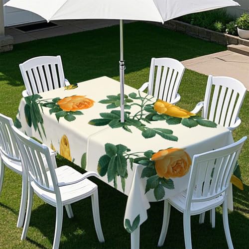 Fasbuy Skandinavischer Stil Tischdecke Abwaschbar Outdoor, Rechteckige Tischdecken mit Schirmloch und Reißverschluss, Gartentischdecke Geburtstag, Tischtuch für Terrasse, Garten (Rosa,305x152cm) von Fasbuy