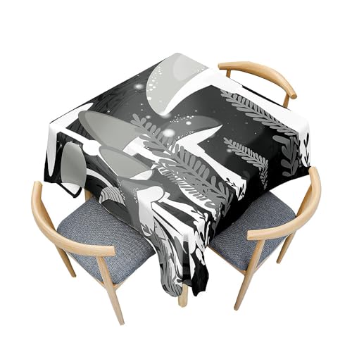Fasbuy Tischdecke Abwaschbar, 3D-Pilze Quadratisch TischdeckenTischtuch aus Polyester Wasserabweisend mit Lotuseffekt, Draußen Tischwäsche Tischtuchklammern (Gray,100x100cm) von Fasbuy