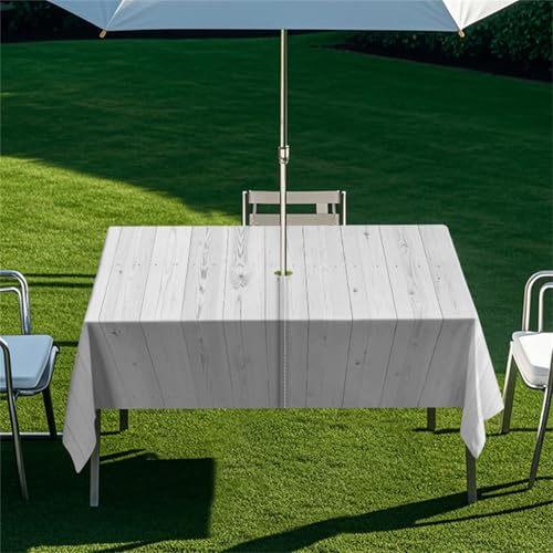 Fasbuy Tischdecke Abwaschbar Outdoor, Rechteckige Tischdecken mit Schirmloch und Reißverschluss, Marmor Drucke Gartentischdecke Geburtstag, Tischtuch für Garten Party (Grau,300x150cm) von Fasbuy