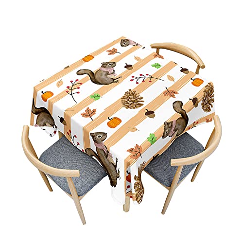 Fasbuy Tischdecke Abwaschbar Quadratisch, 3D Eichhörnchen Muster Tischdecke Lotuseffekt Schmutzabweisend Tisch Decken Tischtuch Modern Tischwäsche, 4 Klammer (Streifen,60x60cm) von Fasbuy