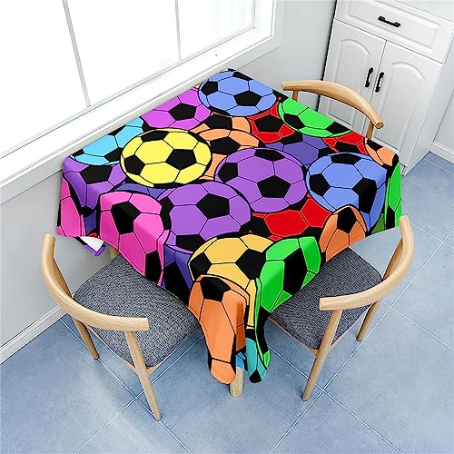 Fasbuy Tischdecke Abwaschbar Quadratisch, 3D Fußball Muster Tischdecke Lotuseffekt Schmutzabweisend Tisch Decken Tischtuch Tischwäsche Modern Mitteldecke, 4 Klammer (Bunt,80x80cm) von Fasbuy