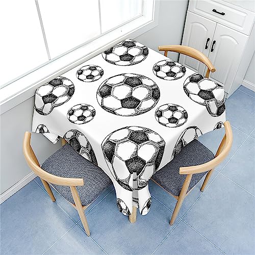 Fasbuy Tischdecke Abwaschbar Quadratisch, 3D Fußball Muster Tischdecke Lotuseffekt Schmutzabweisend Tisch Decken Tischtuch Tischwäsche Modern Mitteldecke, 4 Klammer (Fußball,80x80cm) von Fasbuy