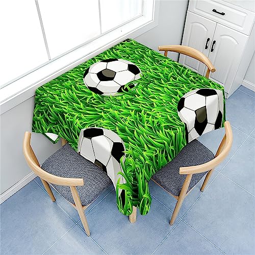 Fasbuy Tischdecke Abwaschbar Quadratisch, 3D Fußball Muster Tischdecke Lotuseffekt Schmutzabweisend Tisch Decken Tischtuch Tischwäsche Modern Mitteldecke, 4 Klammer (Grün Gras,80x80cm) von Fasbuy