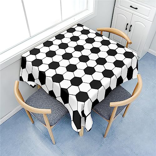 Fasbuy Tischdecke Abwaschbar Quadratisch, 3D Fußball Muster Tischdecke Lotuseffekt Schmutzabweisend Tisch Decken Tischtuch Tischwäsche Modern Mitteldecke, 4 Klammer (Sechseck,80x80cm) von Fasbuy
