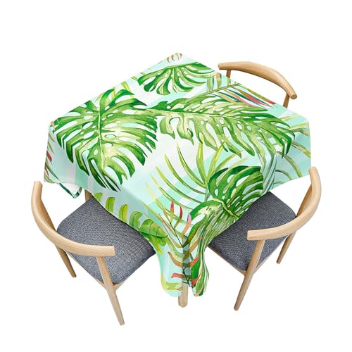 Fasbuy Tischdecke Abwaschbar Quadratisch, 3D Grün Blatt Muster Tischdecke Lotuseffekt Schmutzabweisend Tisch Decken Tischtuch Tischwäsche Modern Mitteldecke, 4 Klammer (Pflanze Blatt,120x120cm) von Fasbuy