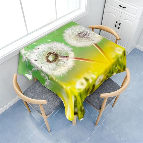 Fasbuy Tischdecke Abwaschbar Quadratisch, 3D Löwenzahn Muster Tischdecke Lotuseffekt Schmutzabweisend Tisch Decken Tischtuch Tischwäsche Modern Mitteldecke, 4 Klammer (Löwenzahn 2,80x80cm) von Fasbuy