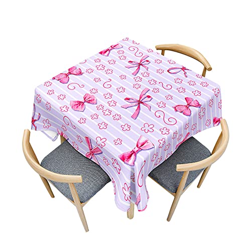 Fasbuy Tischdecke Abwaschbar Quadratisch, 3D Schleifenknoten Muster Tischdecke Lotuseffekt Schmutzabweisend Tisch Decken Tischtuch Tischwäsche Mitteldecke, 4 Klammer (Streifen,180x180cm) von Fasbuy