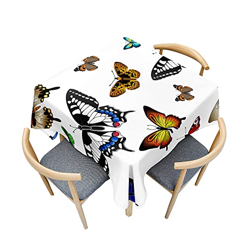 Fasbuy Tischdecke Abwaschbar Quadratisch, 3D Schmetterling Muster Tischdecke Lotuseffekt Schmutzabweisend Tisch Decken Tischtuch Tischwäsche Mitteldecke, 4 Klammer (Schmetterling,80x80cm) von Fasbuy