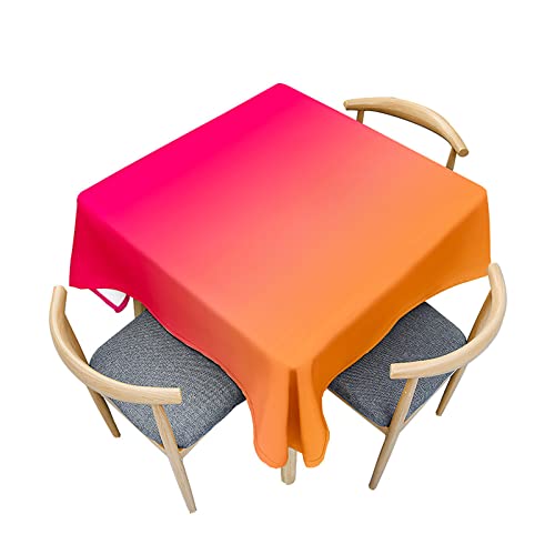 Fasbuy Tischdecke Abwaschbar Quadratisch, Farbverlauf Tischdecke Lotuseffekt Schmutzabweisend Tisch Decken Tischtuch Tischwäsche Modern Mitteldecke für Küche, 4 Klammer (Rosa + Orange,80x80cm) von Fasbuy