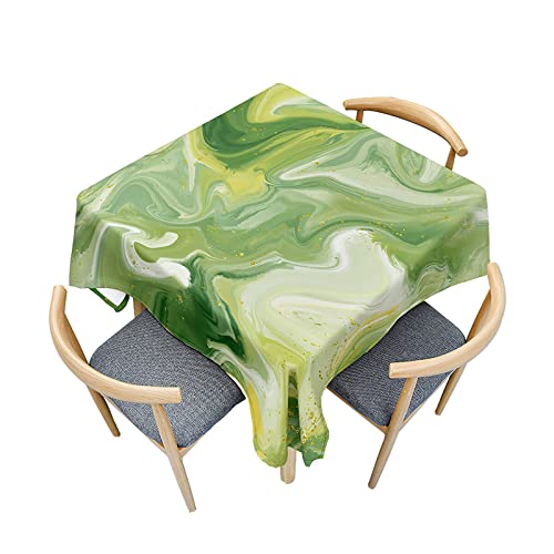 Fasbuy Tischdecke Abwaschbar Quadratisch, Marmor Stil Tischdecke Lotuseffekt Schmutzabweisend Tisch Decken Tischtuch Tischwäsche Modern Mitteldecke für Küche, 4 Klammer (Grün,80x80cm) von Fasbuy