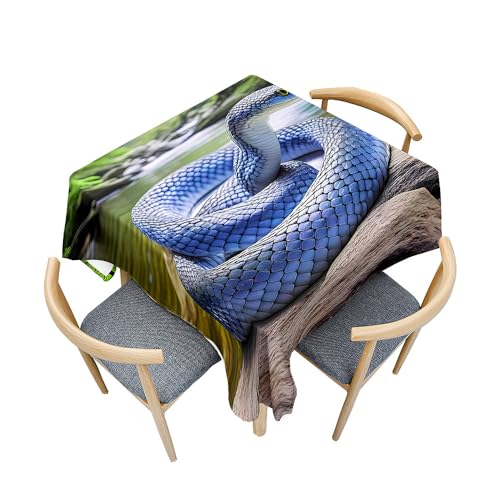 Fasbuy Tischdecke Abwaschbar Quadratisch Tischdecken, 3D Schlange Tischtuch aus Polyester Wasserabweisend mit Lotuseffekt, Draußen Tischwäsche Mit Tischtuchklammern (Blau,100x100cm) von Fasbuy