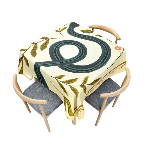 Fasbuy Tischdecke Abwaschbar Quadratisch Tischdecken, Schlange Tischtuch aus Polyester Wasserabweisend mit Lotuseffekt Draußen Tischwäsche Mit Tischtuchklammern (Beige,60x60cm) von Fasbuy