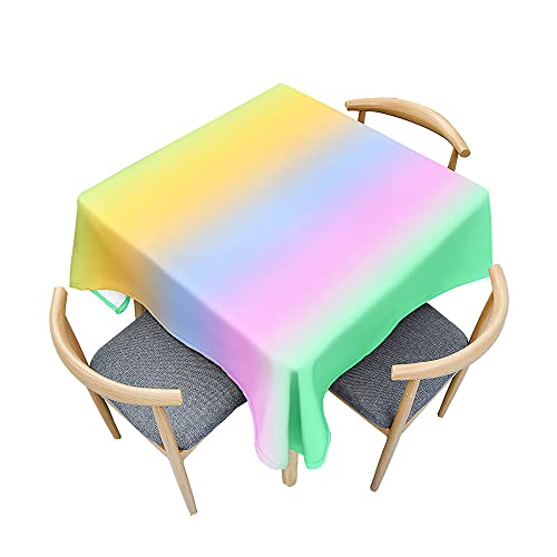 Fasbuy Tischdecke Abwaschbar Quadratisch Tischdecken mit Tischtuchklammern, Tischtuch aus Polyester mit Lotuseffekt, Farbverlauf Draußen Tischwäsche für Küche Wohnzimmer (Gelb und Rosa,85x85cm) von Fasbuy