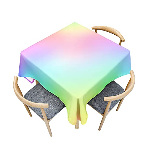 Fasbuy Tischdecke Abwaschbar Quadratisch Tischdecken mit Tischtuchklammern, Tischtuch aus Polyester mit Lotuseffekt, Farbverlauf Draußen Tischwäsche für Küche Wohnzimmer (Mehrfarbig,90x90cm) von Fasbuy