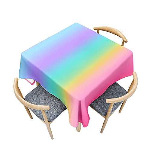 Fasbuy Tischdecke Abwaschbar Quadratisch Tischdecken mit Tischtuchklammern, Tischtuch aus Polyester mit Lotuseffekt, Farbverlauf Draußen Tischwäsche für Küche Wohnzimmer (Regenbogen,80x80cm) von Fasbuy