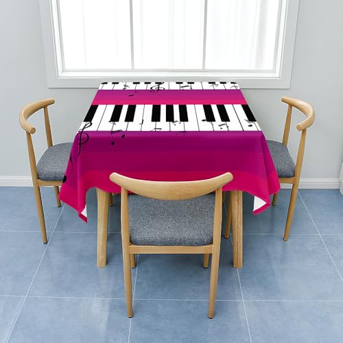 Fasbuy Tischdecke Abwaschbar mit Tischtuchklammern Quadratisch Tischdecken, Tischtuch aus Polyester mit Lotuseffekt, Klavier Drucken Tischwäsche für Küche (Rot,140x140cm) von Fasbuy
