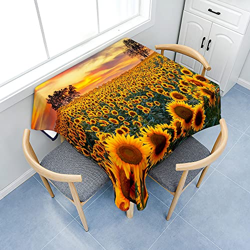 Fasbuy Tischdecke Abwaschbar mit Tischtuchklammern Quadratisch Tischdecken, Tischtuch aus Polyester mit Lotuseffekt, Sonnenblume Drucken Tischwäsche für Küche (Orange,80x80cm) von Fasbuy