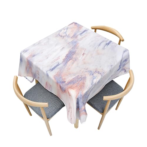 Fasbuy Tischdecke Quadratisch Abwaschbar, 3D Marmor Stil Tischdecke Lotuseffekt Schmutzabweisend Tisch Decken Tischtuch für Küche Garten Wohnzimmer Esszimmer, 4 Klammer (Hellviolett,120x120cm) von Fasbuy