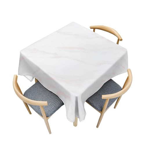 Fasbuy Tischdecke Quadratisch Abwaschbar, 3D Marmor Stil Tischdecke Lotuseffekt Schmutzabweisend Tisch Decken Tischtuch für Küche Garten Wohnzimmer Esszimmer, 4 Klammer (Weiß,150x150cm) von Fasbuy