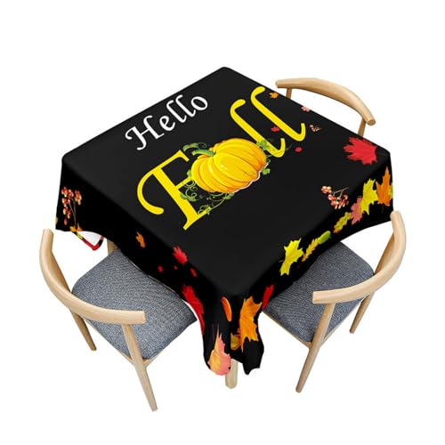 Fasbuy Tischdecke Quadratisch Abwaschbar, Erntedankfest Tischdecke Lotuseffekt Schmutzabweisend Tisch Decken Tischtuch für Küche Garten Wohnzimmer, 4 Klammer (Herbst 1,60x60cm) von Fasbuy