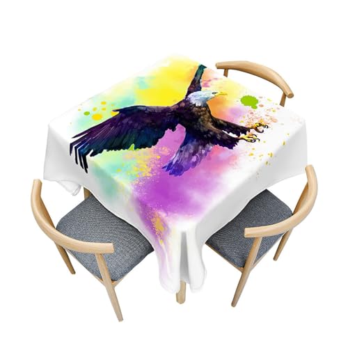 Fasbuy Tischdecke Quadratisch Abwaschbar,3D Adler Muster Tischdecke Lotuseffekt Schmutzabweisend Tisch Decken Tischtuch für Küche Geburtstag Garten Esszimmer, 4 Klammer (Aquarell,60x60cm) von Fasbuy
