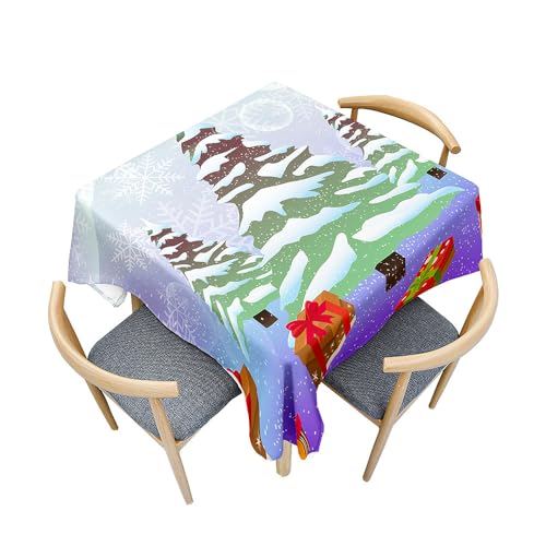 Fasbuy Weihnachten Tischdecke Abwaschbar, Quadratisch TischdeckenTischtuch aus Polyester Wasserabweisend mit Lotuseffekt Draußen Tischwäsche Tischtuchklammern (Lila,140x140cm) von Fasbuy