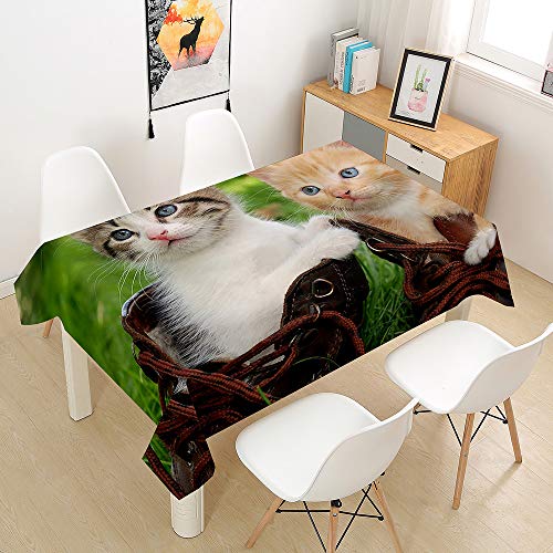 Fasbuy tischdecke, abwaschbar, Outdoor, tischdecken, gartentischdecke, eckig, Geburtstag, abwischbare, Table Cloth, tischtuch, für draußen, Garten, Biertisch, 3D-Katzendruck (Kätzchen,100x140cm) von Fasbuy