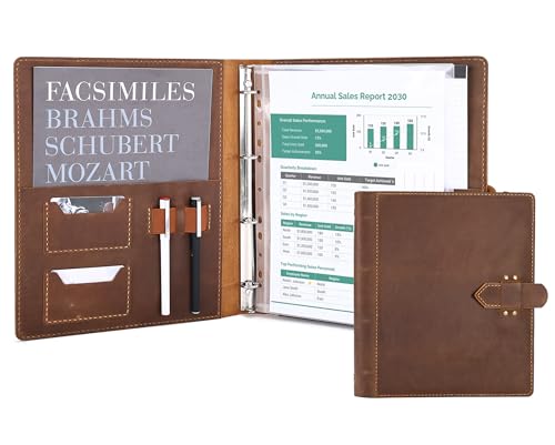 Leder-Portfolio-Mappe, handgefertigtes Leder-Padfolio für Herren (braun) von Fasjosma