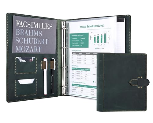 Leder-Portfolio-Mappe, handgefertigtes Leder-Padfolio für Herren (grün) von Fasjosma