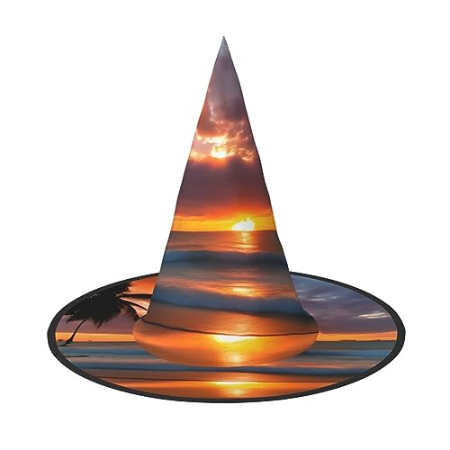 Fasmm Halloween-Hut mit Sonnenuntergang-Strand-Druck, Halloween-Dekoration, Karnevals-Zubehör, Dekoration für Outdoor-Gartenparty Fasmm Halloween-Hut mit Sonnenuntergang-Strand-Druck, Halloween-Dekoration, Karnevals-Zubehör, Dekoration für Outdoor-Gartenparty von Fasmm