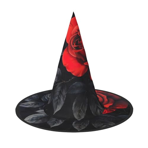 Fasmm Rote Rose und schwarze Blätter, Halloween-Dekoration, Karnevals-Zubehör, Dekoration für Gartenpartys im Freien von Fasmm