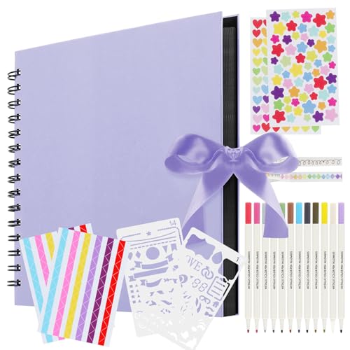 Fotoalbum zum Selbstgestalten - DIY Fotobuch Schwarze mit 80 Seiten, Scrapbook Ideal als Geburtstagsgeschenk, Abschiedsgeschenk und Jubiläumsgeschenk zu Verwenden (Hellviolett) von Fasood