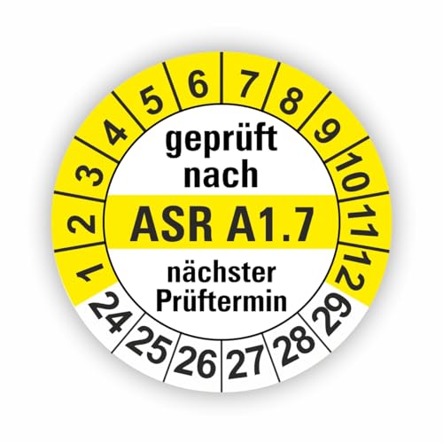 Fassbender-Druck PRÜFPLAKETTEN - Hochwertige Prüfetiketten ASR A1.7 Prüfung Ø 30mm - Selbstklebende PVC-Folie - Wartungsetiketten für Prüfung - Prüfplakette für Prüfungsnachweis (250 Stück) von Fassbender-Druck PRÜFPLAKETTEN