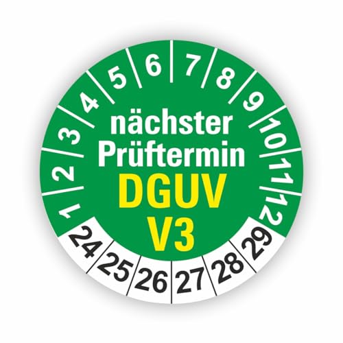 Fassbender-Druck PRÜFPLAKETTEN - Hochwertige Prüfetiketten DGUV V3 Prüfung Ø 30mm - Selbstklebende PVC-Folie - Wartungsetiketten für Prüfung - Prüfplakette für Prüfungsnachweis (10 Stück) von Fassbender-Druck PRÜFPLAKETTEN