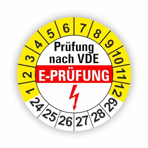 Fassbender-Druck PRÜFPLAKETTEN - Hochwertige Prüfetiketten E-PRÜFUNG Ø 30mm - Selbstklebende PVC-Folie - Wartungsetiketten für Prüfung - Prüfplakette für Prüfungsnachweis (1000 Stück) von Fassbender-Druck PRÜFPLAKETTEN