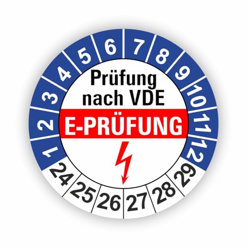 Fassbender-Druck PRÜFPLAKETTEN - Hochwertige Prüfetiketten E-PRÜFUNG Ø 30mm - Selbstklebende PVC-Folie - Wartungsetiketten für Prüfung - Prüfplakette für Prüfungsnachweis (250 Stück) von Fassbender-Druck PRÜFPLAKETTEN