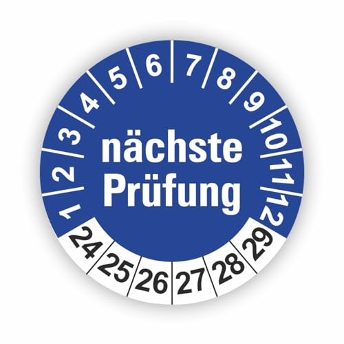 Fassbender-Druck PRÜFPLAKETTEN - Hochwertige Prüfetiketten FD-2 NÄCHSTE WARTUNG Ø 30mm - Selbstklebende PVC-Folie - Wartungsetiketten für Prüfung - Prüfplakette für Prüfungsnachweis (30 Stück) von Fassbender-Druck PRÜFPLAKETTEN