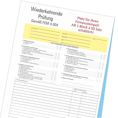 Fassbender-Druck Prüfprotokoll Gabelstapler BGV D 27 Stapler Hubwagen UVV Prüfung FEM 4.004 von Fassbender-Druck