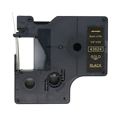 Fassport Etikett-Band, Schwarz auf Transparent, kompatibel mit Dymo D1 43610, 6 mm, 1 Stück Gold on Black von Fassport